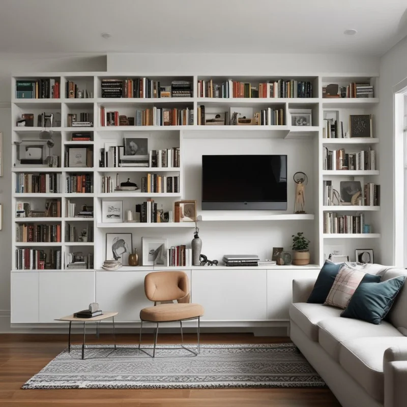 26 Smart Ways to Transform Your Tiny Living Room Into a Spacious Haven Think Tall with Wall-Mounted Storage