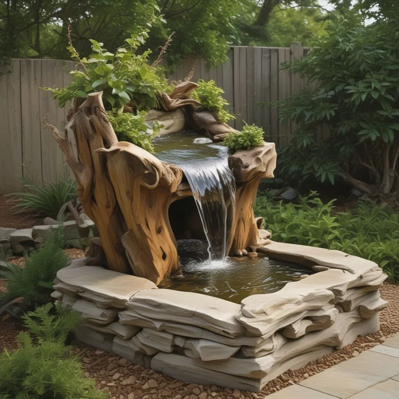 21 Stunning Mini Waterfall Ideas for Your Garden Paradise Weathered Wood Water Feature