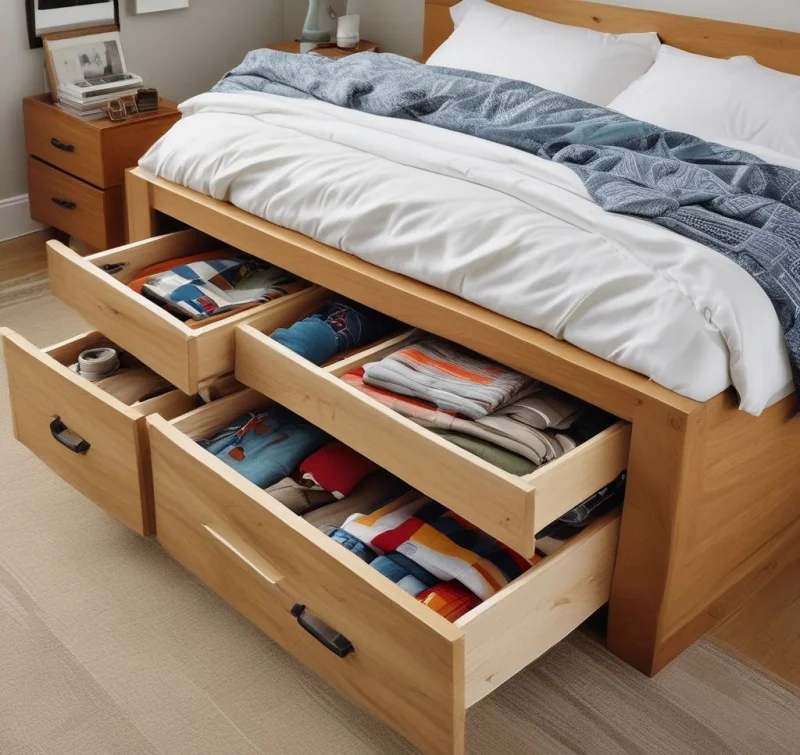 Clever Bed with Hidden Storage
