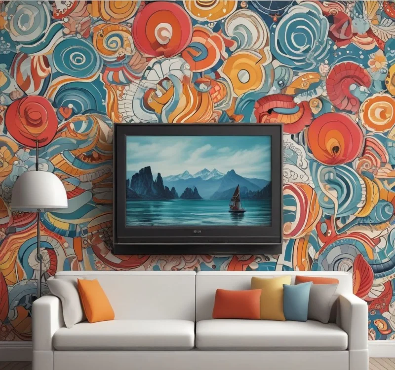 15+ Creative Ways to Transform the Space Above Your TV Contemporary Wall Decals and Graphics