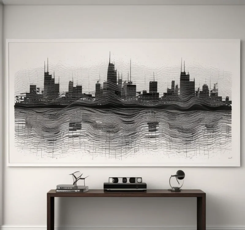 15+ Creative Ways to Transform the Space Above Your TV Music-Inspired Sound Wave Art