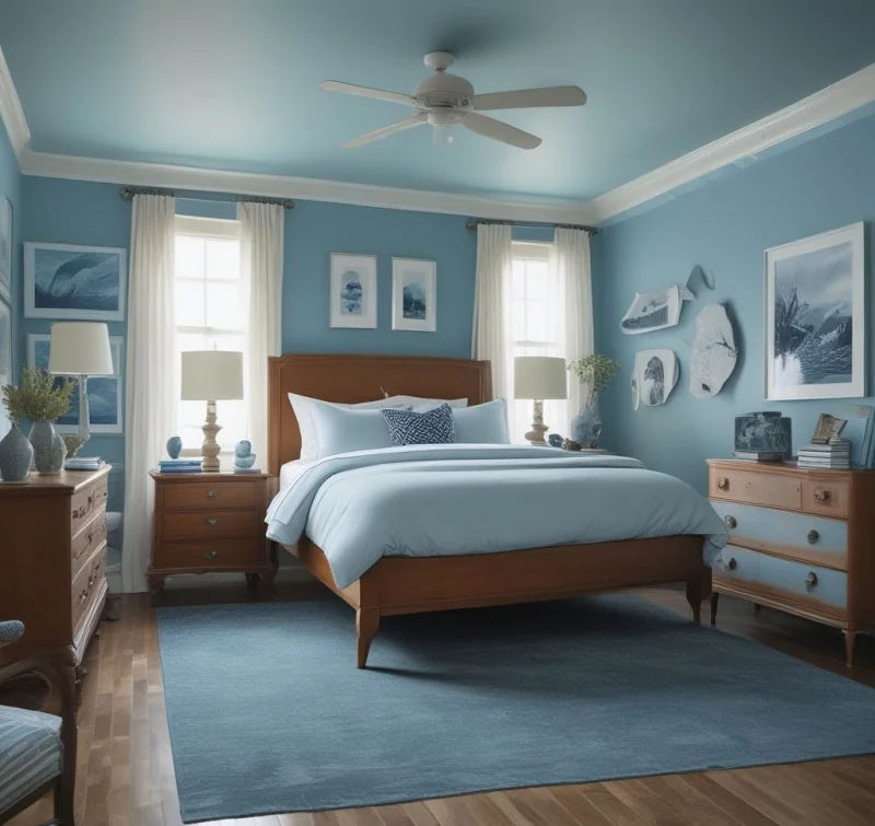 Ocean Blue Calm Bedroom
