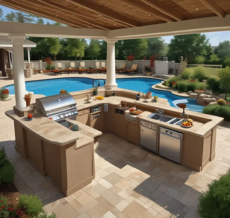 18 Stunning Above Ground Pool Designs to Transform Your Backyard Outdoor Kitchen Pool Combo