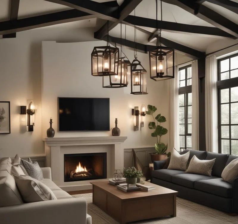 15+ Creative Ways to Transform the Space Above Your TV Oversized Decorative Lanterns and Statement Lighting
