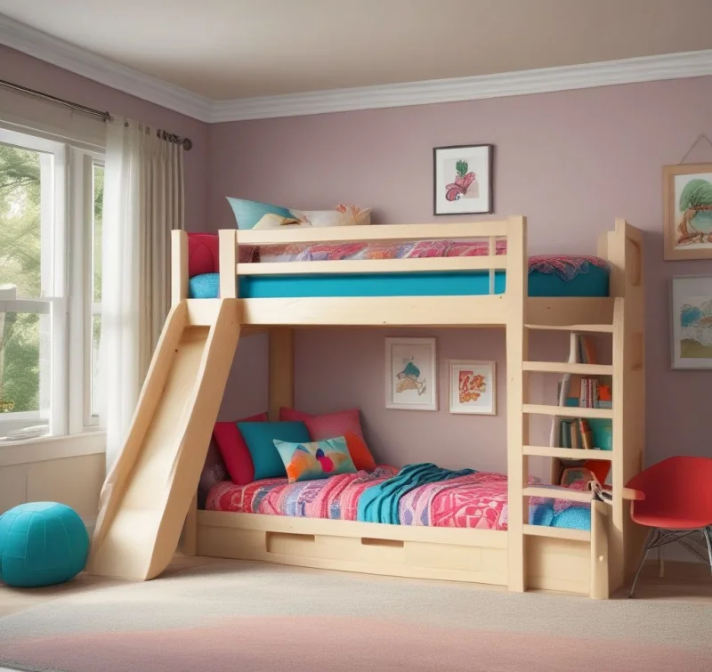 Playground Bunk Bed with Slide and Activity Zone
