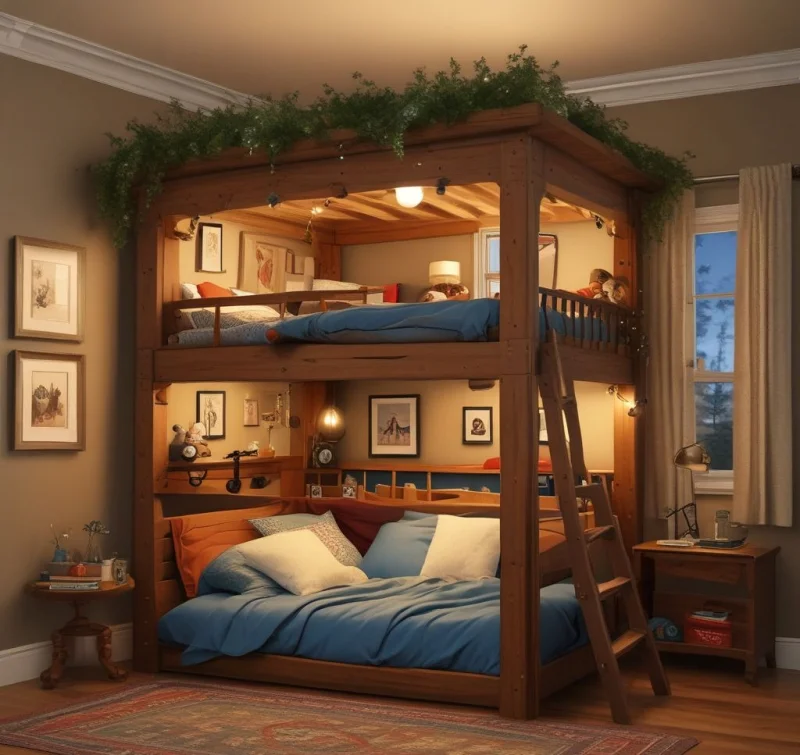 Secret Fort Bunk Bed with Hidden Reading Spot
