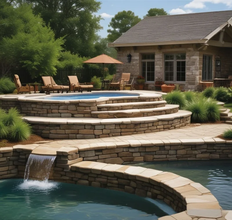 18 Stunning Above Ground Pool Designs to Transform Your Backyard Stone Facade Elegance