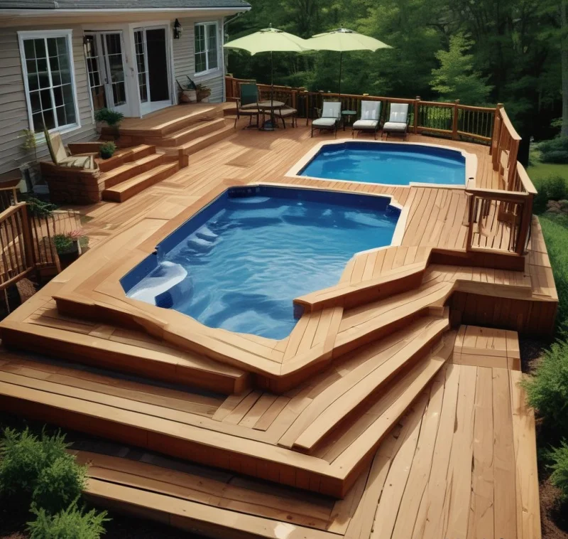18 Stunning Above Ground Pool Designs to Transform Your Backyard Wooden Deck Paradise