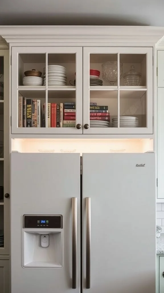 12+ Smart Storage Solutions Above Your Refrigerator for Maximum Kitchen Space Cookbook Collection Display