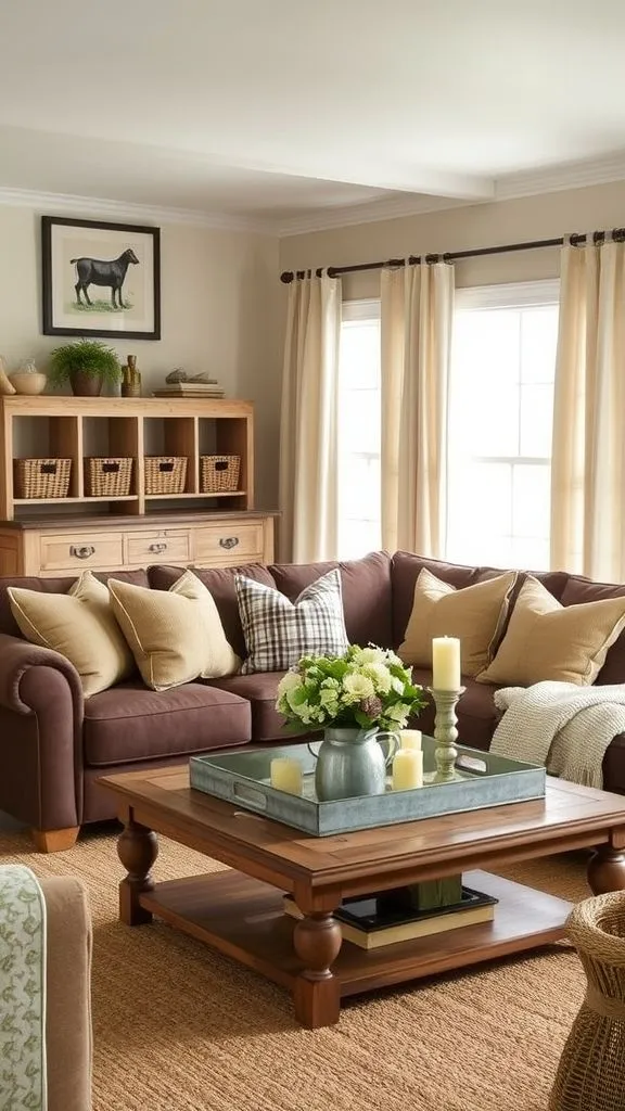 20+ Chocolate Brown Sofa Living Room Ideas to Transform Your Space Country Cottage Warmth