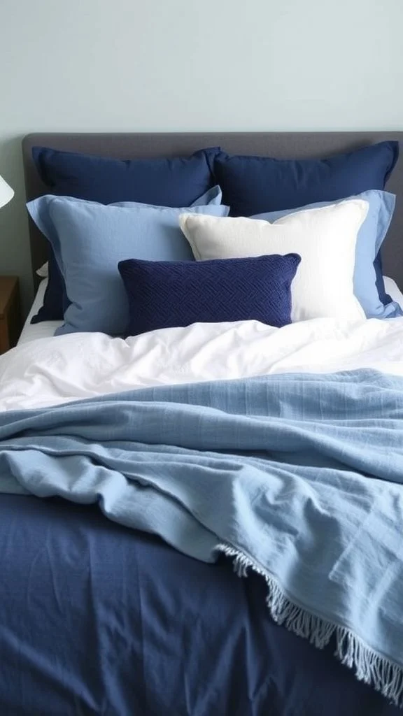 Cozy Comfort with Layered Blue Bedding
