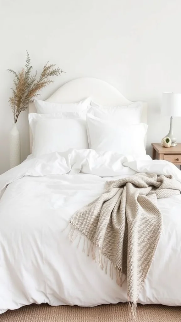 Crisp White Sheets and Simple Bedding
