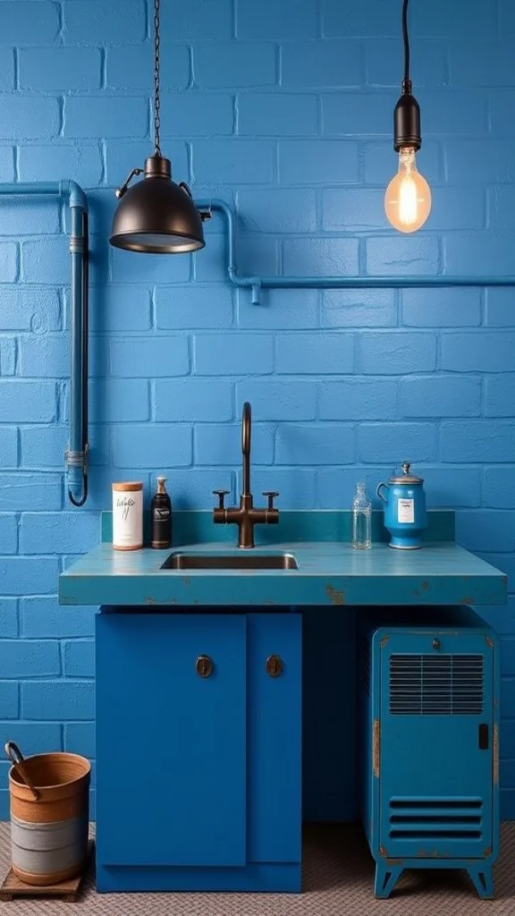 Edgy Industrial Blue Design
