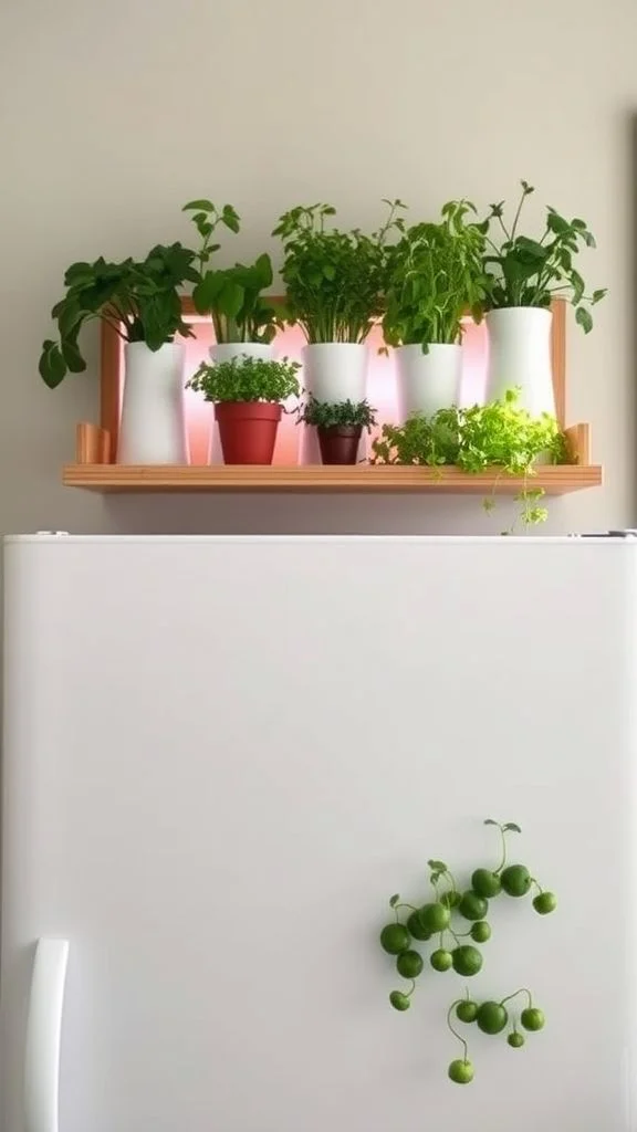 12+ Smart Storage Solutions Above Your Refrigerator for Maximum Kitchen Space Mini Indoor Herb Garden