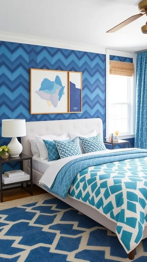 Modern Blue Geometric Pattern Accents
