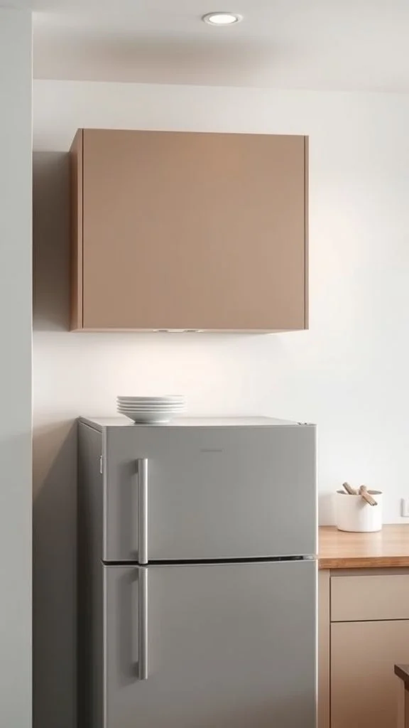 12+ Smart Storage Solutions Above Your Refrigerator for Maximum Kitchen Space Modern Floating Cabinet