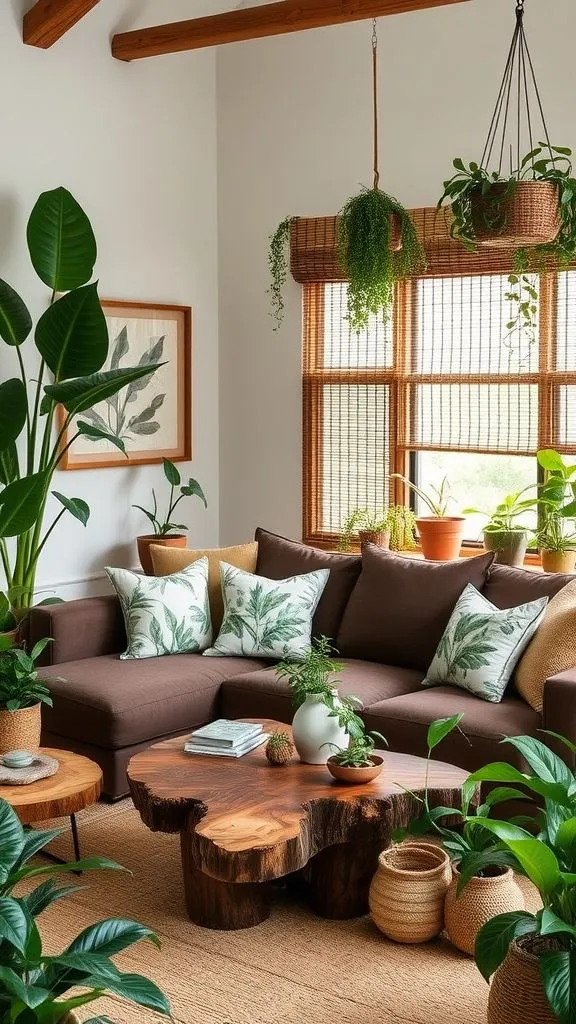 20+ Chocolate Brown Sofa Living Room Ideas to Transform Your Space Organic Garden-Inspired Calm