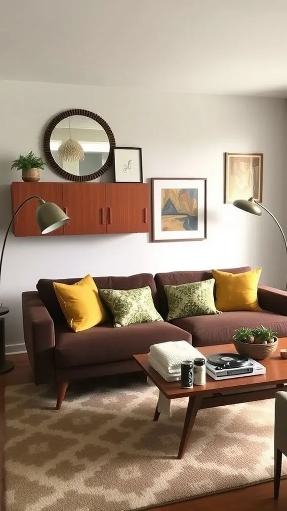 20+ Chocolate Brown Sofa Living Room Ideas to Transform Your Space Retro Mid-Century Vibes
