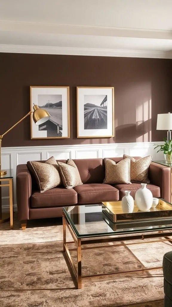 20+ Chocolate Brown Sofa Living Room Ideas to Transform Your Space Sleek Contemporary with Shiny Details