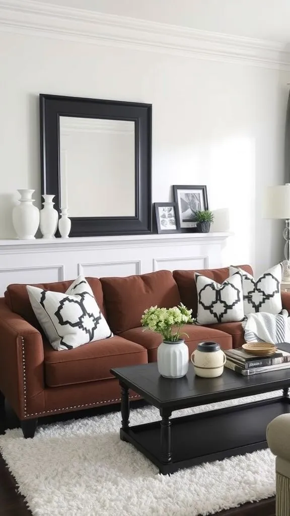 20+ Chocolate Brown Sofa Living Room Ideas to Transform Your Space Timeless Black and White Harmony