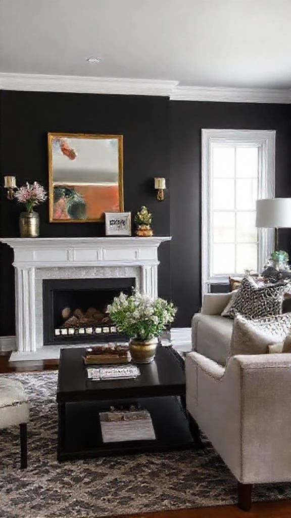 Striking Black Accent Wall
