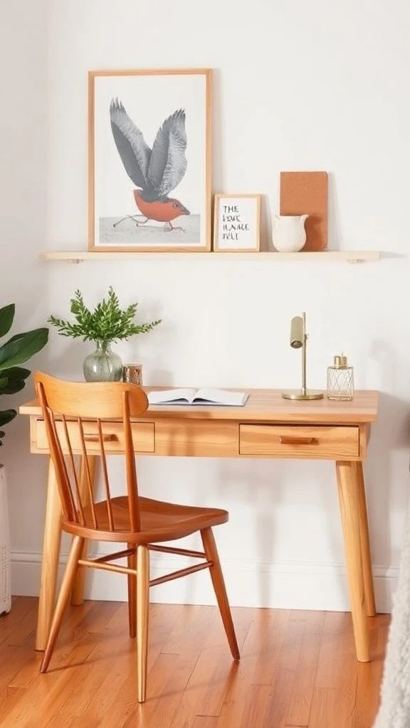 Warm Natural Wood Writing Table
