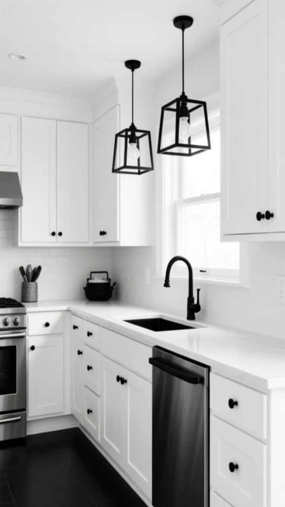 19+ Elegant Black and White Kitchen Ideas to Transform Your Space Apply Black Sparingly for Subtle Sophistication