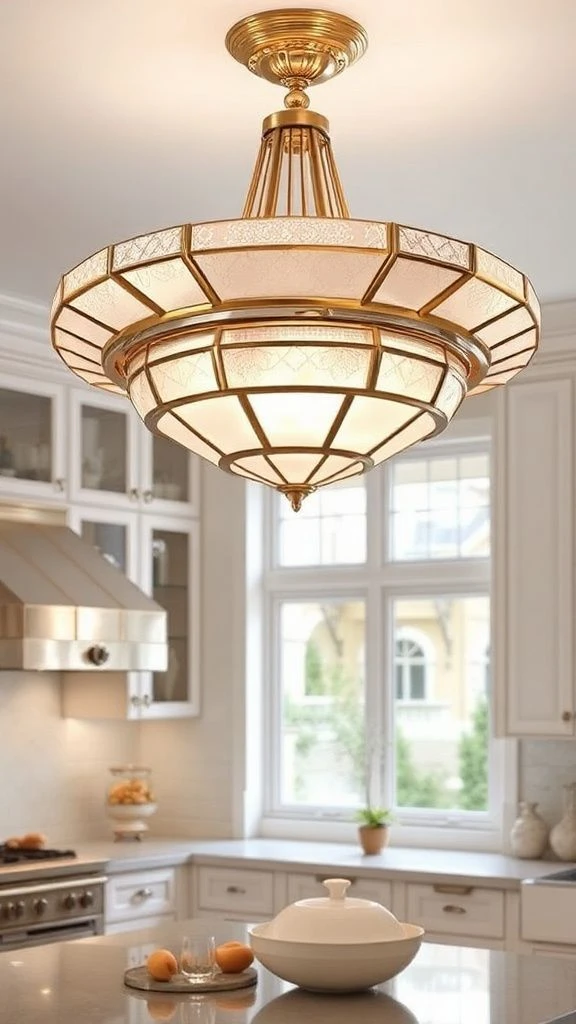 22+ Beautiful Kitchen Lighting Ideas Over Island to Transform Your Space Art Deco-Inspired Chandeliers