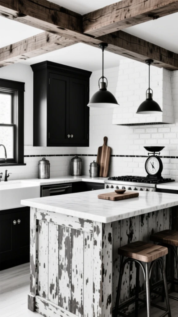 19+ Elegant Black and White Kitchen Ideas to Transform Your Space Blend in Weathered Elements