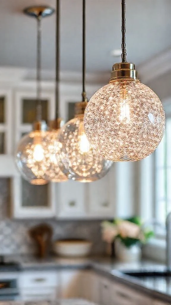22+ Beautiful Kitchen Lighting Ideas Over Island to Transform Your Space Crystal or Glass Pendant Lights