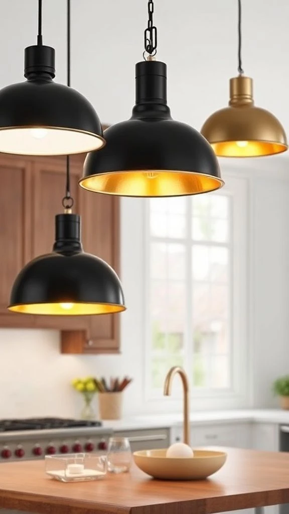 22+ Beautiful Kitchen Lighting Ideas Over Island to Transform Your Space Dual-Toned Pendant Lights