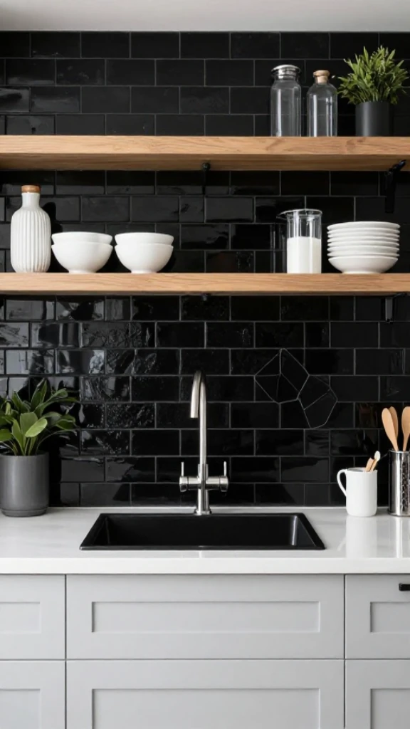 19+ Elegant Black and White Kitchen Ideas to Transform Your Space Experiment with a Dark Statement Backsplash