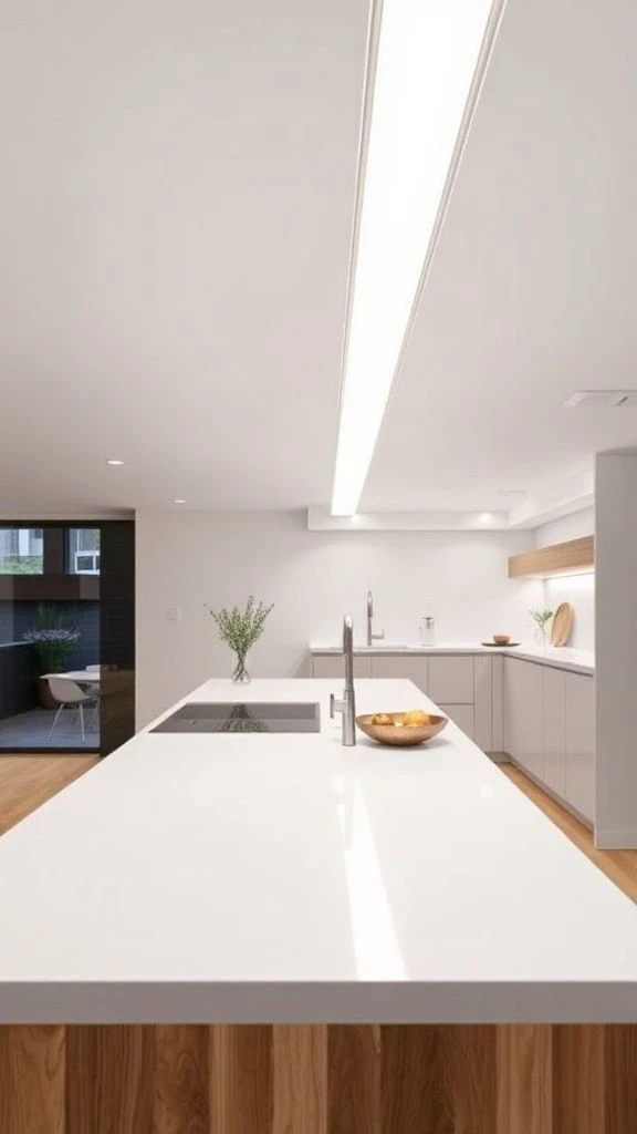 22+ Beautiful Kitchen Lighting Ideas Over Island to Transform Your Space Minimalist Linear LED Fixtures