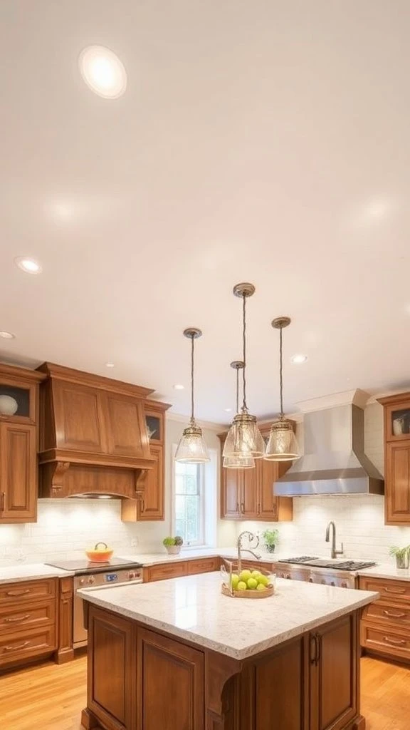 22+ Beautiful Kitchen Lighting Ideas Over Island to Transform Your Space Recessed Spotlights Paired with Pendants