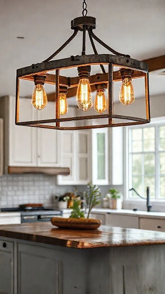22+ Beautiful Kitchen Lighting Ideas Over Island to Transform Your Space Vintage Industrial Chandeliers