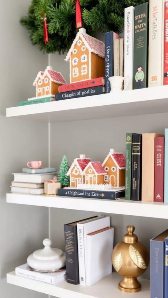Floating Shelf Gingerbread Display with Books