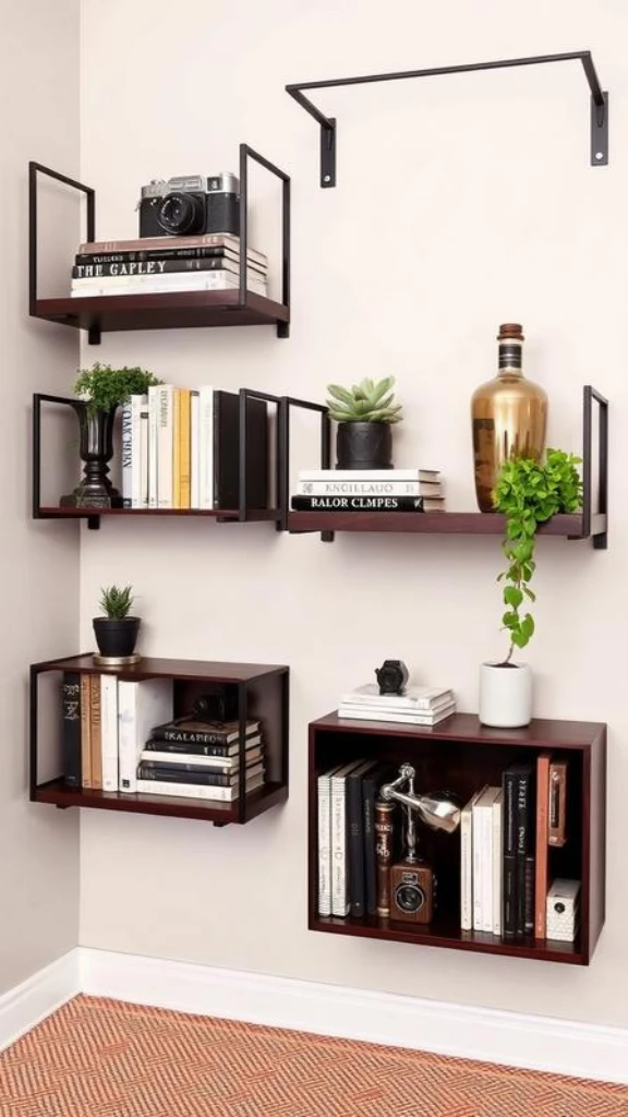 Floating Shelves with Curated Objects