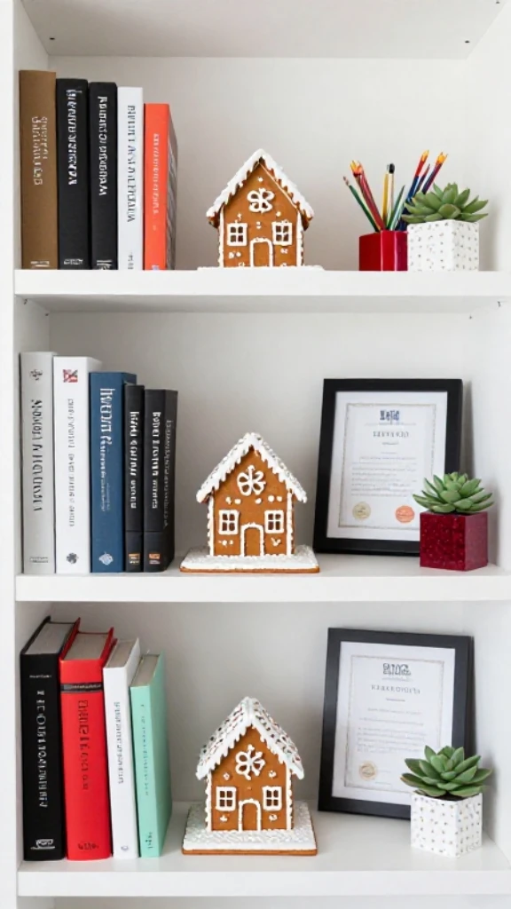 Home Office Shelf Gingerbread House Inspiration