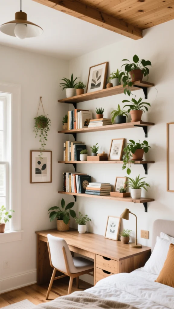 Install Floating Shelves for Vertical Storage